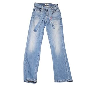 Tommy Hilfiger Denim Jeans Size 00 Light Wash Belted Skinny Y2K Lowrise‎ Street